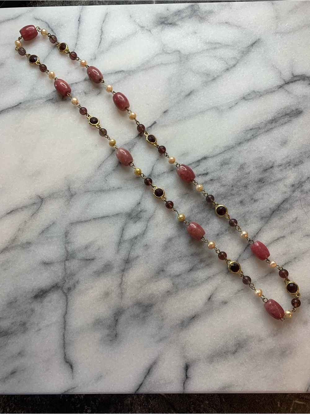 Ann Taylor Pink and Gold Beaded Long Necklace - Picture 3 of 7